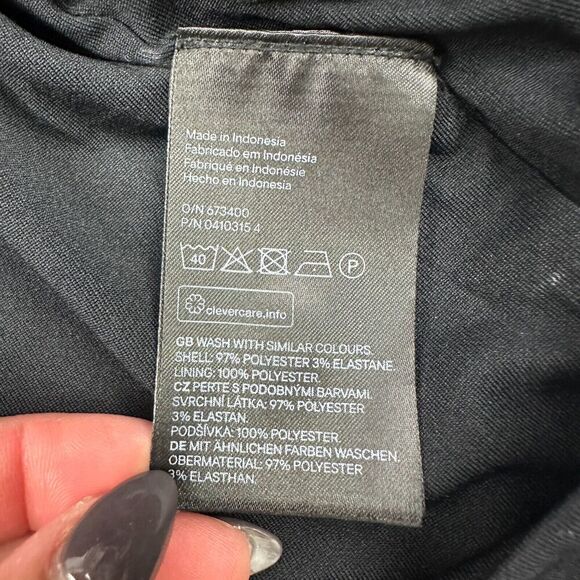 H&M Black Floral Sheath Dress Belt Tie Waist Keyhole Back High Neck Sz 4 Career - Picture 10 of 14